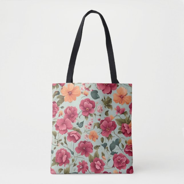 Bolso De Tela Lindo y hermoso Vector Floral Arte Patrón sin inco (Anverso)