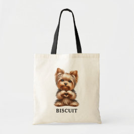 Bolso De Tela Lindo Yorkie Mascota Creando Corazón con Patitas P