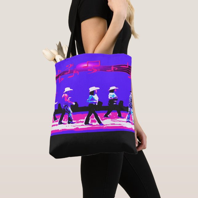 Bolso De Tela Line Dancing Grupo Occidental Blue Black Pink 2 (Detalle)