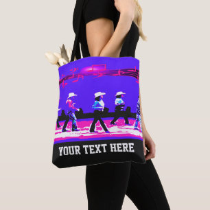 Bolso De Tela Line Dancing Grupo Occidental Blue (TU TEXTO)