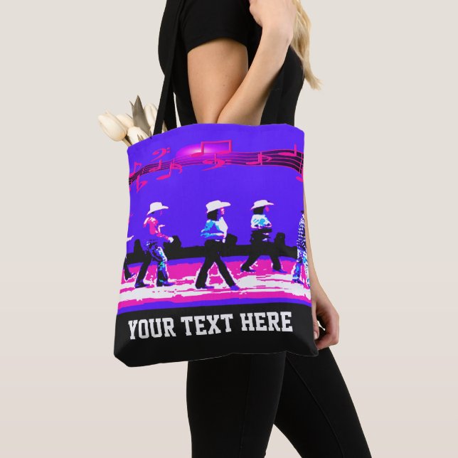 Bolso De Tela Line Dancing Grupo Occidental Blue (TU TEXTO) (Detalle)