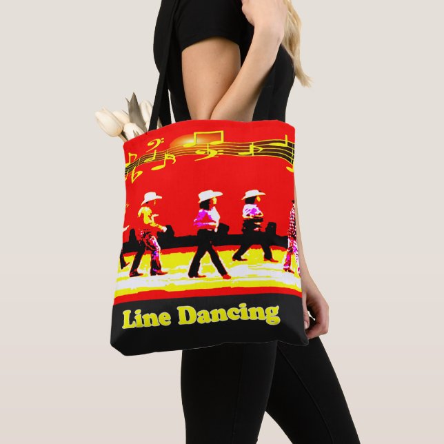 Bolso De Tela Line Dancing Western Group Red Black (Detalle)
