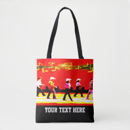 Bolso De Tela Line Dancing Western Group Red (TU TEXTO)