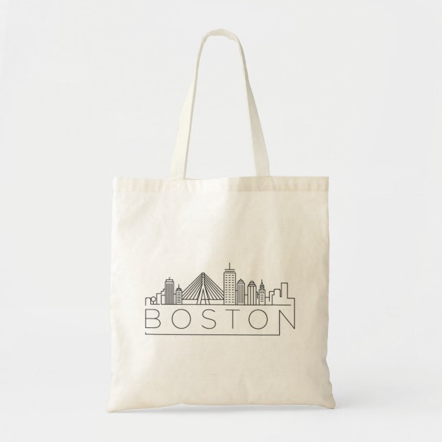 Bolso De Tela Línea aérea de Boston City Skyline, mamáes de Bost (Frente)