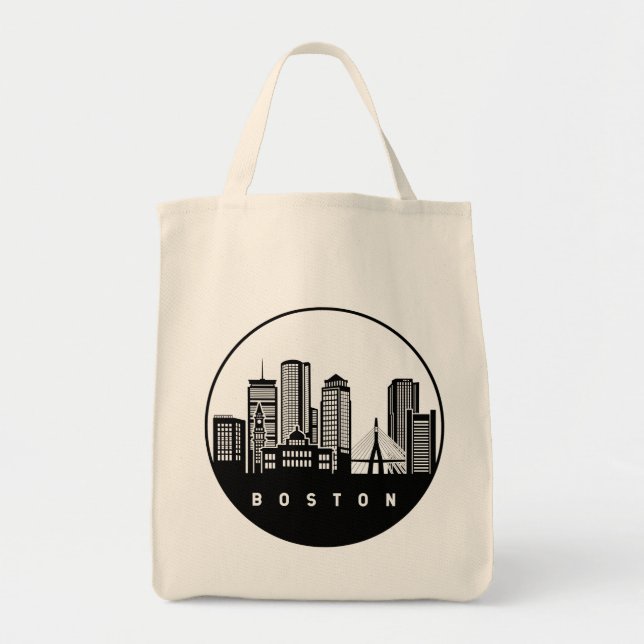 Bolso De Tela Línea aérea de Boston Massachusetts (Frente)