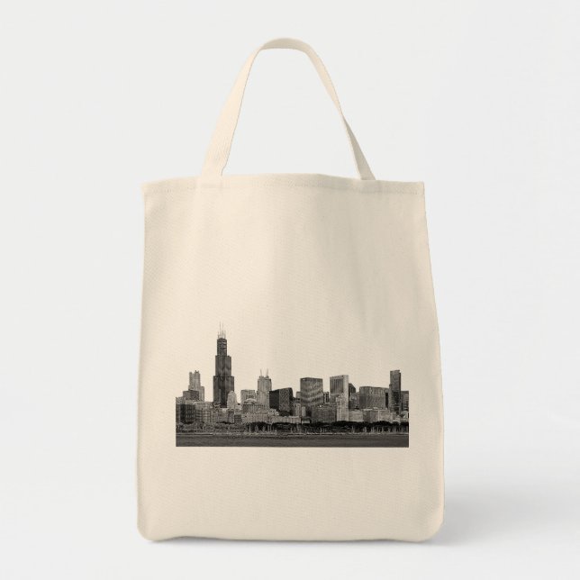 Bolso De Tela Línea aérea de Chicago Etched (Frente)