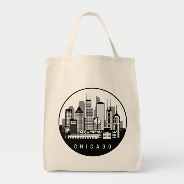 Bolso De Tela Línea aérea de Chicago Illinois (Frente)