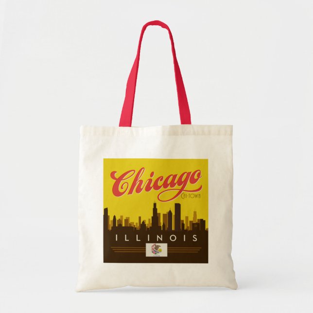 Bolso De Tela Línea aérea de Chicago Illinois (Frente)