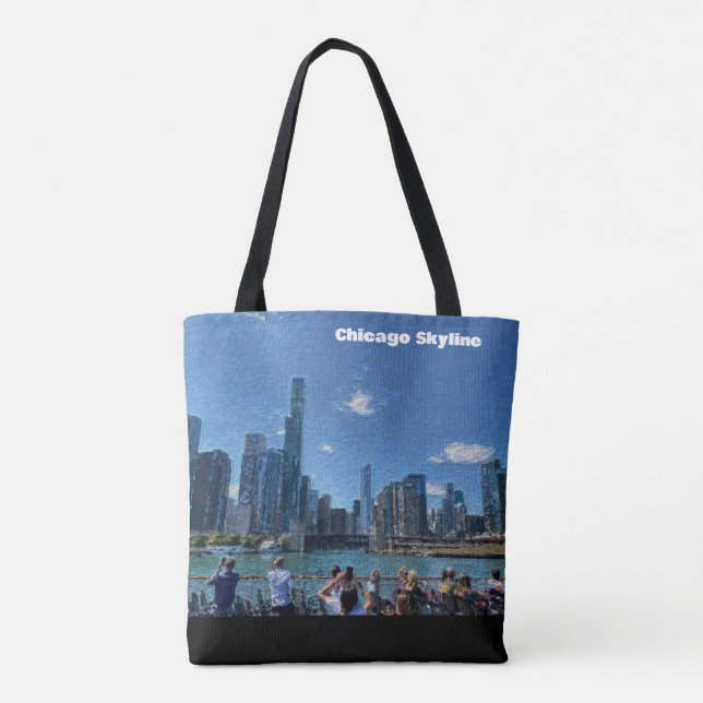 Bolso De Tela Línea aérea de Chicago, Illinois (Reverso)