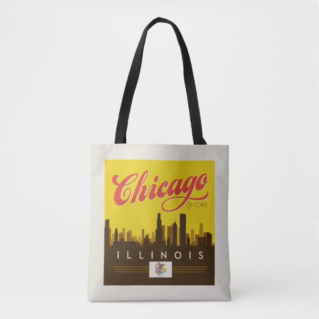 Bolso De Tela Línea aérea de Chicago Illinois (Anverso)