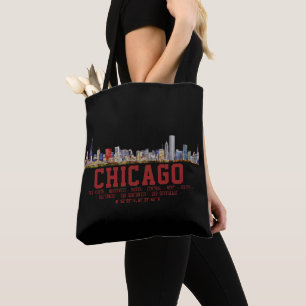 Bolso De Tela Línea aérea de Chicago. Nombres y coordenadas de á