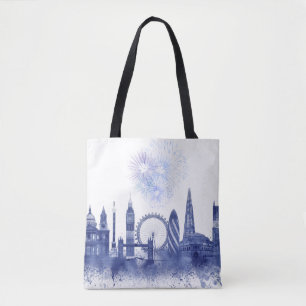 Bolso De Tela Línea aérea de Londres - Azul acuático