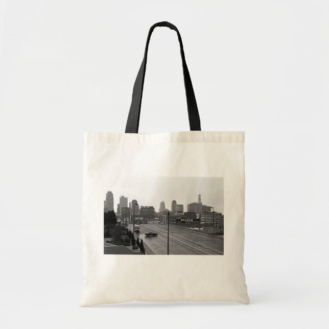 Bolso De Tela Línea aérea del centro de Kansas City - Foto en bl (Frente)