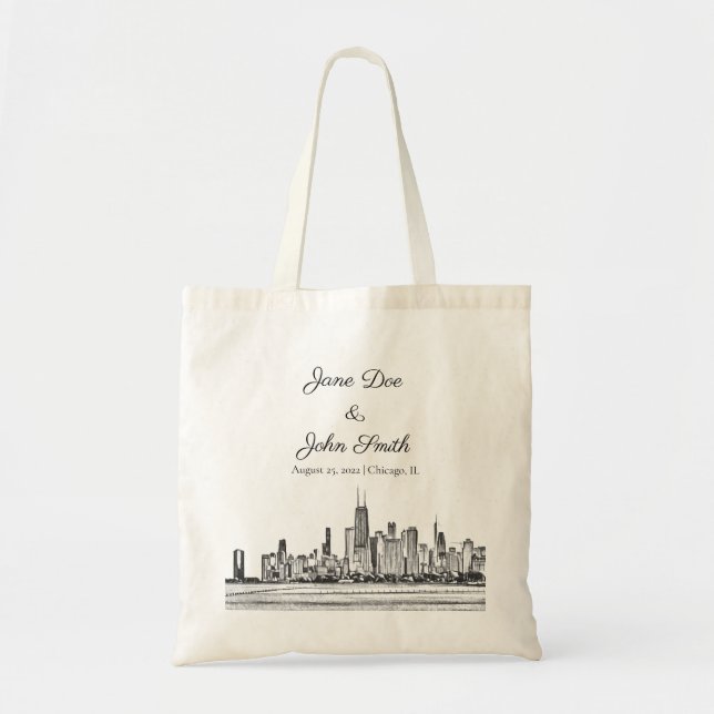 Bolso De Tela Línea aérea personalizada de Chicago (Frente)