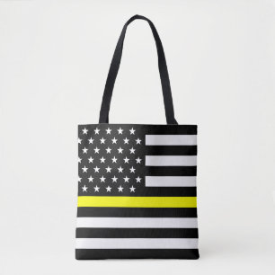 Bolso De Tela Línea amarilla fina bandera del despachador