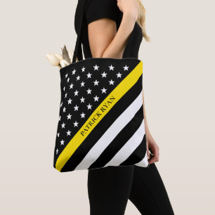 Bolso De Tela Línea amarilla fina monograma de la bandera