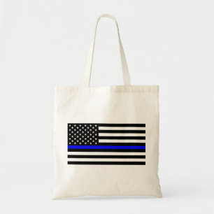Bolso De Tela - Línea Azul delgada de la policía de bandera de