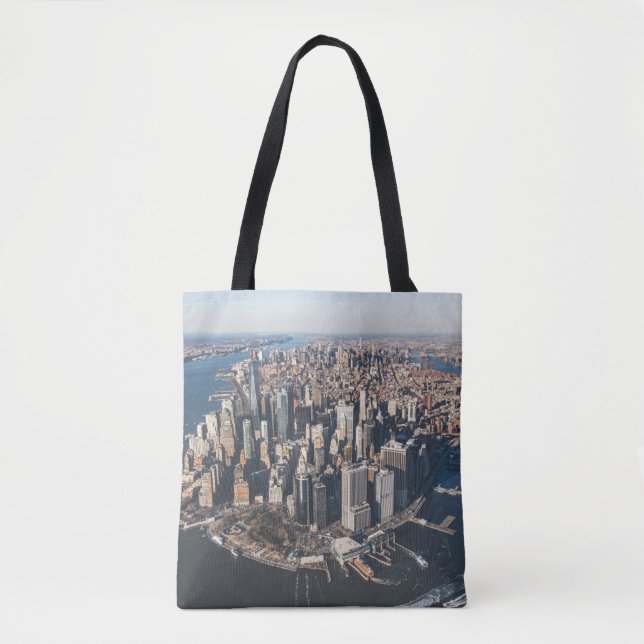 Bolso De Tela Línea costera | Manhattan, Nueva York (Anverso)