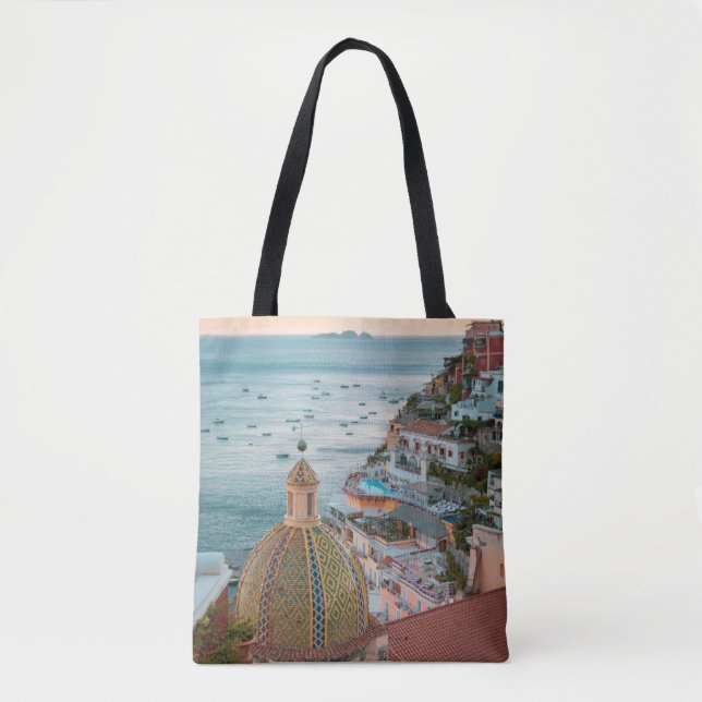 Bolso De Tela Línea costera | Positano, Costa Amalfitana, Italia (Anverso)