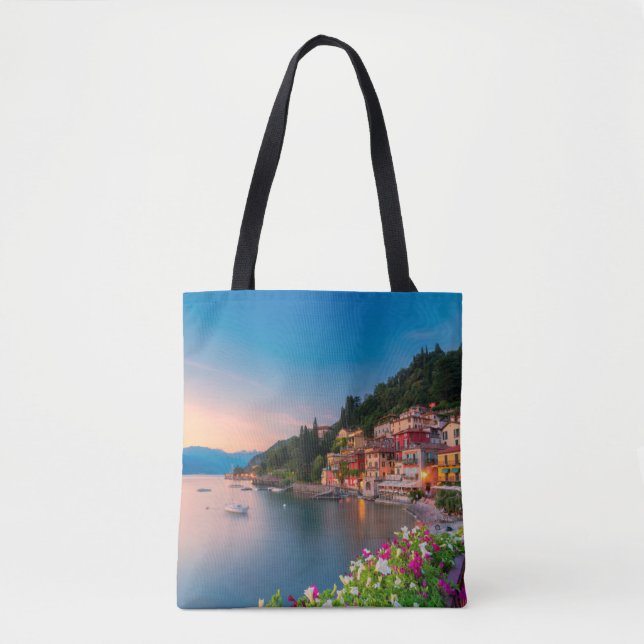 Bolso De Tela Línea costera | Varenna, Lombardía, Italia (Anverso)