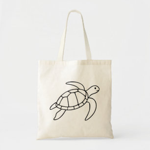 Bolso De Tela Línea de Arte de Tortuga Marina – Animal Marino Mi