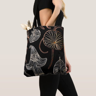 Bolso De Tela línea de moda arte fondo negro otoño bosque