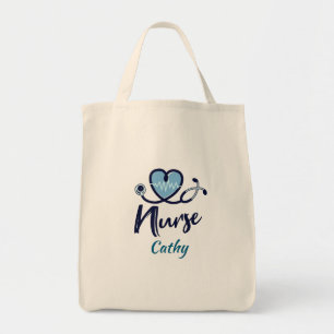 Bolso De Tela Línea de vida linda Enfermera Corazón Azul Persona