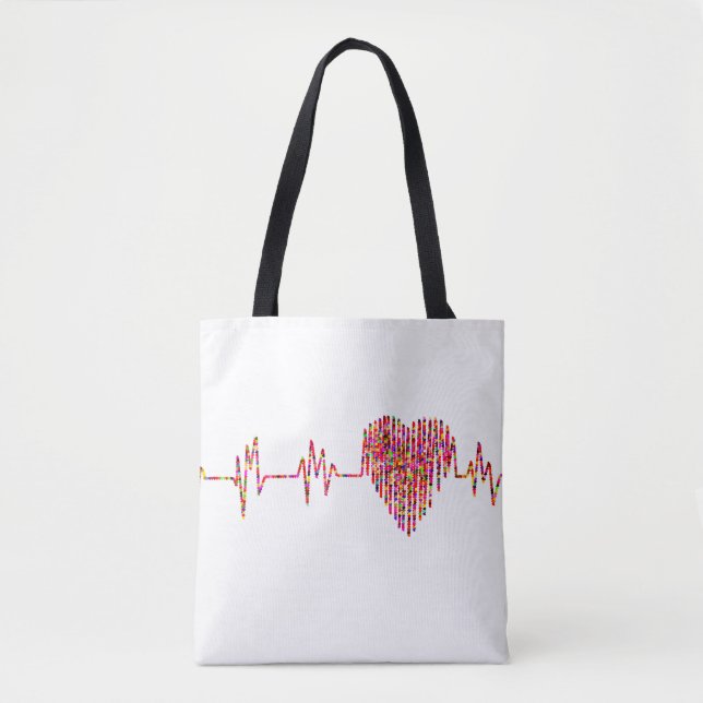 Bolso De Tela Línea Ekg de medicina del corazón EKG (Anverso)