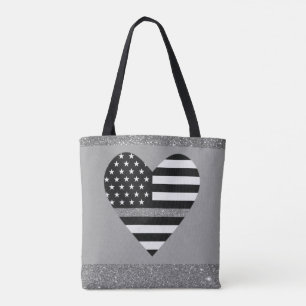 Bolso De Tela Línea fina de Purpurina gris