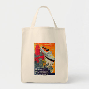 Bolso De Tela Línea francesa poster del viaje, Havre a Plymouth