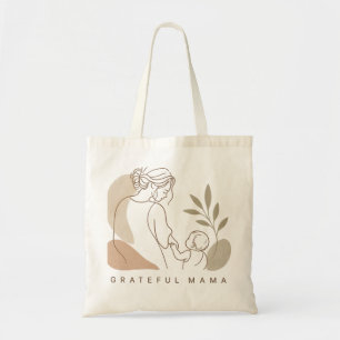 Bolso De Tela Línea minimalista boho de mamá agradecida y bebé
