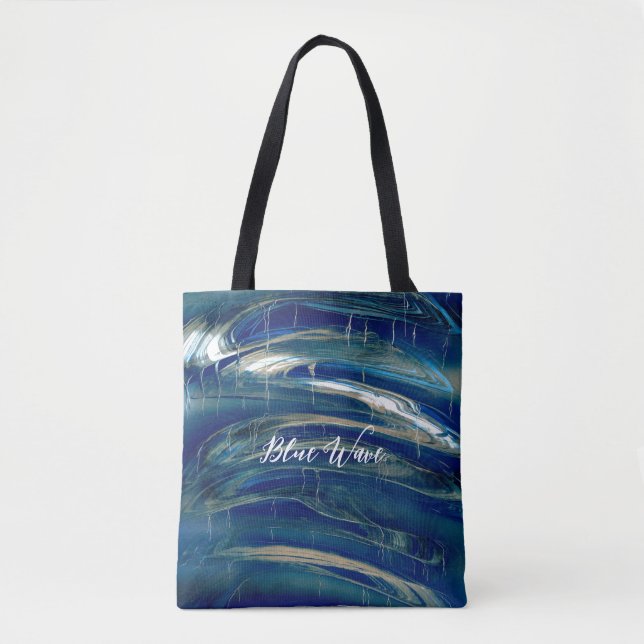 Bolso De Tela Línea ondulada azul (Anverso)