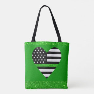 Bolso De Tela Línea Purpurina verde delgada