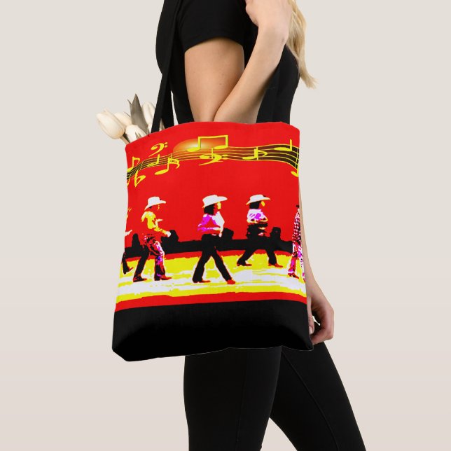 Bolso De Tela Línea que baila negro rojo del grupo occidental (Detalle)