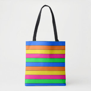 BOLSO DE TELA LÍNEA VERDE AZUL BRILLANTE FLUORCIENTE ROSA AMARIL