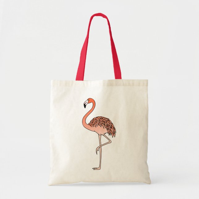 Bolso De Tela Lineart de pájaros Flamingo rosa-57667 (Frente)