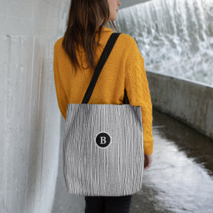 Bolso De Tela Líneas abstractas en blanco y negro