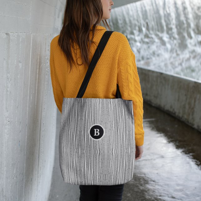 Bolso De Tela Líneas abstractas en blanco y negro (Subido por el creador)