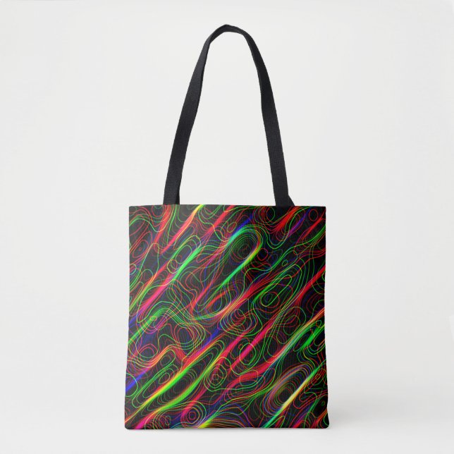Bolso De Tela Líneas curvadas de neón multicolor (Anverso)
