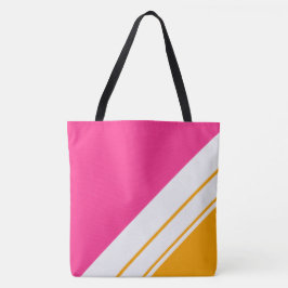 Bolso De Tela Líneas Deportivas Brillantes Rosa Naranja Blanco
