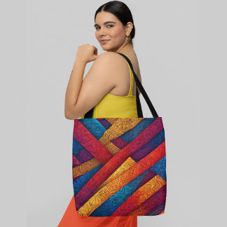 Bolso De Tela Líneas diagonales de patrones geométricos abstract