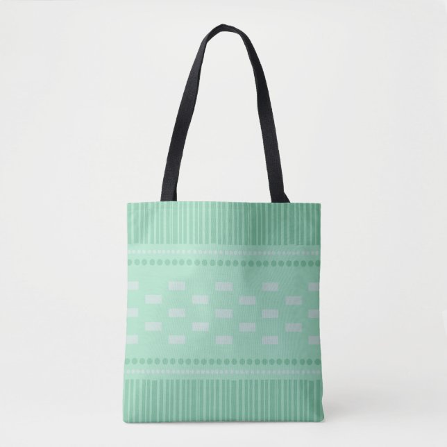 Bolso De Tela Líneas escandinavas de Boho Mint Green (Anverso)
