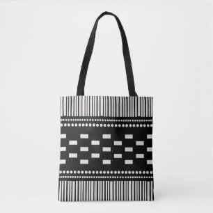 Bolso De Tela Líneas escandinavas del Boho puntos blanco negro