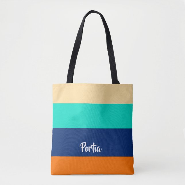 Bolso De Tela Líneas multicolores con patrones (Anverso)