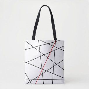 Bolso De Tela Líneas negras y rojas