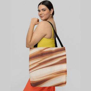 Bolso De Tela Líneas onduladas abstractas en tonos naranjas y ma