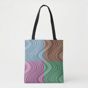 Bolso De Tela Líneas onduladas en azul/marrón/verde/púrpura