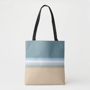 Bolso De Tela Líneas onduladas - Marrón claro/arena/beige/turque