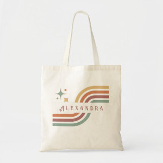 Bolso De Tela Líneas retro Groovy 70's años 80 Naranja amarillo