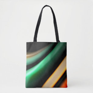 Bolso De Tela Líneas suaves de seda abstractas sobre negro, mult